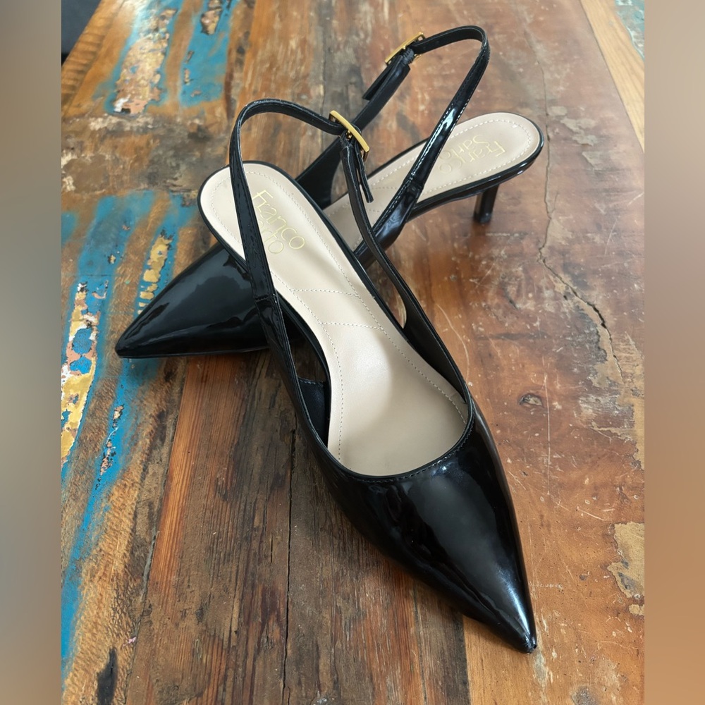 Franco Sarto Black Women's Slingback kitten Heels.